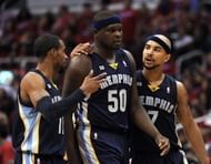 Zach Randolph #50 of the Memphis Grizzlies is consoled by Mike Conley #11 and Jerryd Bayless #7 of the Memphis Grizzlies during a 112-91 loss to the Los Angeles Clippers during Game One of the Western Conference Quarterfinals of the 2013 NBA Playoffs at Staples Center on April 20, 2013 in Los Angeles, California.  NOTE TO USER: User expressly acknowledges and agrees that, by downloading and or using this photograph, User is consenting to the terms and conditions of the Getty Images License Agreement.  (Photo by Harry How/Getty Images)